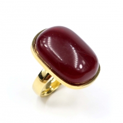 European and American popular stainless steel semi-precious stone ring