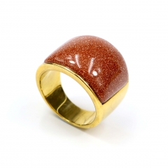 European and American popular stainless steel semi-precious stone ring