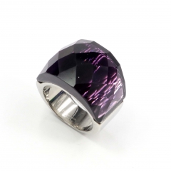 European and American popular stainless steel semi-precious stone ring