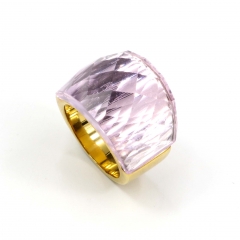 European and American popular stainless steel semi-precious stone ring