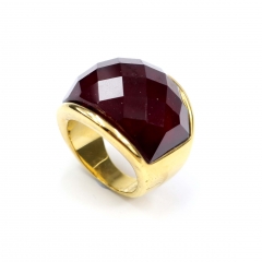 European and American popular stainless steel semi-precious stone ring