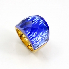 European and American popular stainless steel semi-precious stone ring
