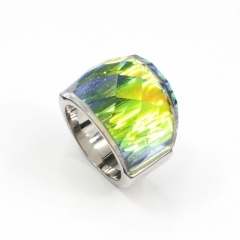 European and American popular stainless steel semi-precious stone ring