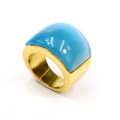 European and American popular stainless steel semi-precious stone ring