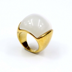 European and American popular stainless steel semi-precious stone ring