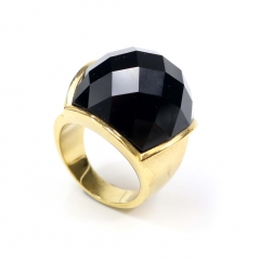 European and American popular stainless steel semi-precious stone ring