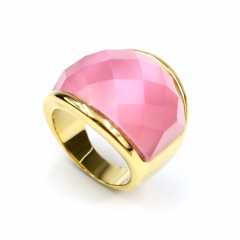 European and American popular stainless steel semi-precious stone ring