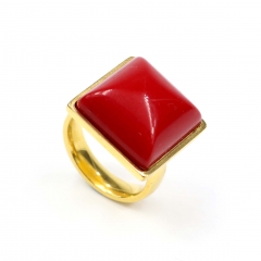European and American popular stainless steel semi-precious stone ring