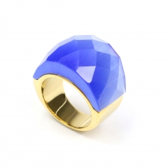 European and American popular stainless steel semi-precious stone ring