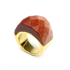 European and American popular stainless steel semi-precious stone ring
