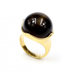 European and American popular stainless steel semi-precious stone ring