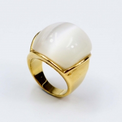 European and American popular stainless steel semi-precious stone ring