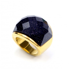 European and American popular stainless steel semi-precious stone ring