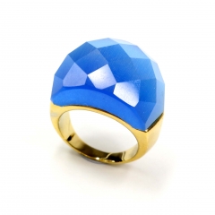 European and American popular stainless steel semi-precious stone ring