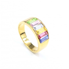 European and American popular stainless steel semi-precious stone ring