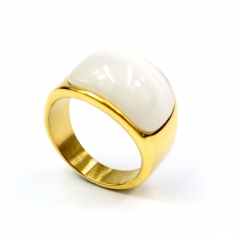 European and American popular stainless steel semi-precious stone ring