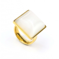 European and American popular stainless steel semi-precious stone ring