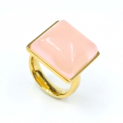 European and American popular stainless steel semi-precious stone ring