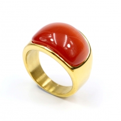 European and American popular stainless steel semi-precious stone ring