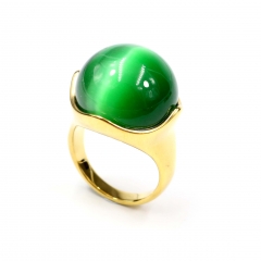 European and American popular stainless steel semi-precious stone ring