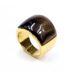 European and American popular stainless steel semi-precious stone ring