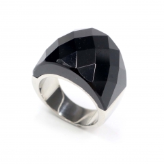 European and American popular stainless steel semi-precious stone ring