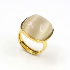 European and American popular stainless steel semi-precious stone ring