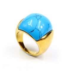 European and American popular stainless steel semi-precious stone ring