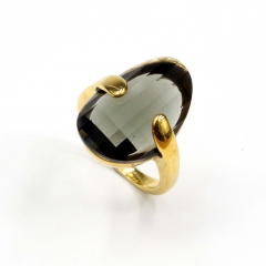European and American popular stainless steel semi-precious stone ring
