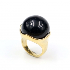 European and American popular stainless steel semi-precious stone ring