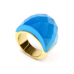 European and American popular stainless steel semi-precious stone ring