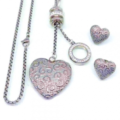Stainless steel jewelry set Heart Necklace and earrings
