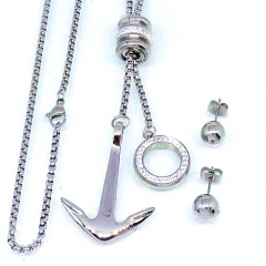 Stainless steel jewelry set Anchor necklace and earrings