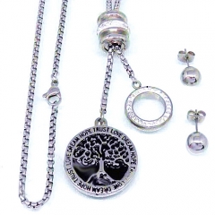 Stainless steel jewelry set Tree of life Necklace and earrings
