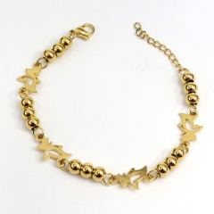 6MM beads stainless steel butterfly bracelet