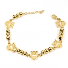 6MM beads stainless steel owl bracelet