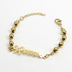 6MM beads stainless steel Bow tie bracelet