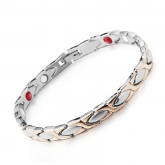 Rose color Men's  4 in 1 Health Magnetic Stainless Steel Bracelet