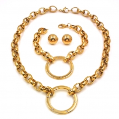 Women Stainless steel jewelry set Necklace + Earrings+Bracelet