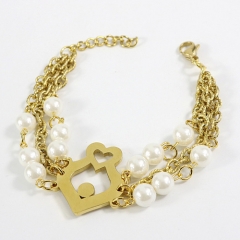 Women's stainless steel Beaded chain bracelet