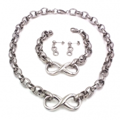 Women Stainless steel jewelry set Necklace + Earrings+Bracelet