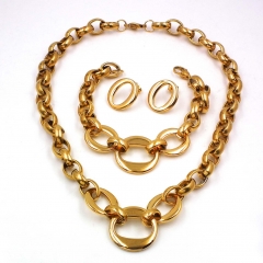 Women Stainless steel jewelry set Necklace + Earrings+Bracelet