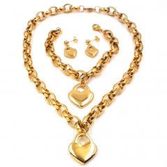 Women Stainless steel jewelry set Necklace + Earrings+Bracelet
