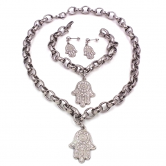 Women Stainless steel jewelry set Necklace + Earrings+Bracelet