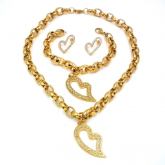 Women Stainless steel jewelry set Necklace + Earrings+Bracelet