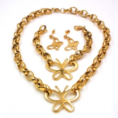 Women Stainless steel jewelry set Necklace + Earrings+Bracelet