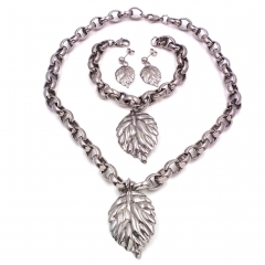 Women Stainless steel jewelry set Necklace + Earrings+Bracelet