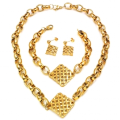 Women Stainless steel jewelry set Necklace + Earrings+Bracelet