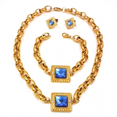 Women Stainless steel jewelry set Necklace + Earrings+Bracelet
