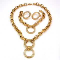 Women Stainless steel jewelry set Necklace + Earrings+Bracelet